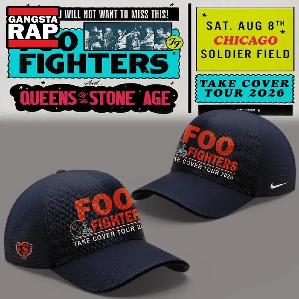 Foo Fighters x Chicago Bears Take Cover Tour 2026 Cap , Trendy Music Baseball Cap