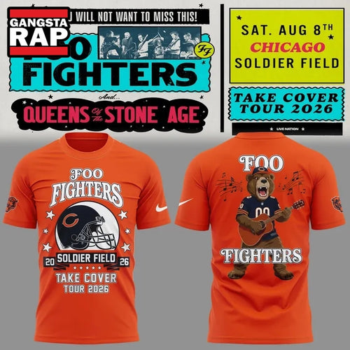 Foo Fighters x Chicago Bears Take Cover Tour 2026 New Design 3D Shirt , Music Trend Shirt