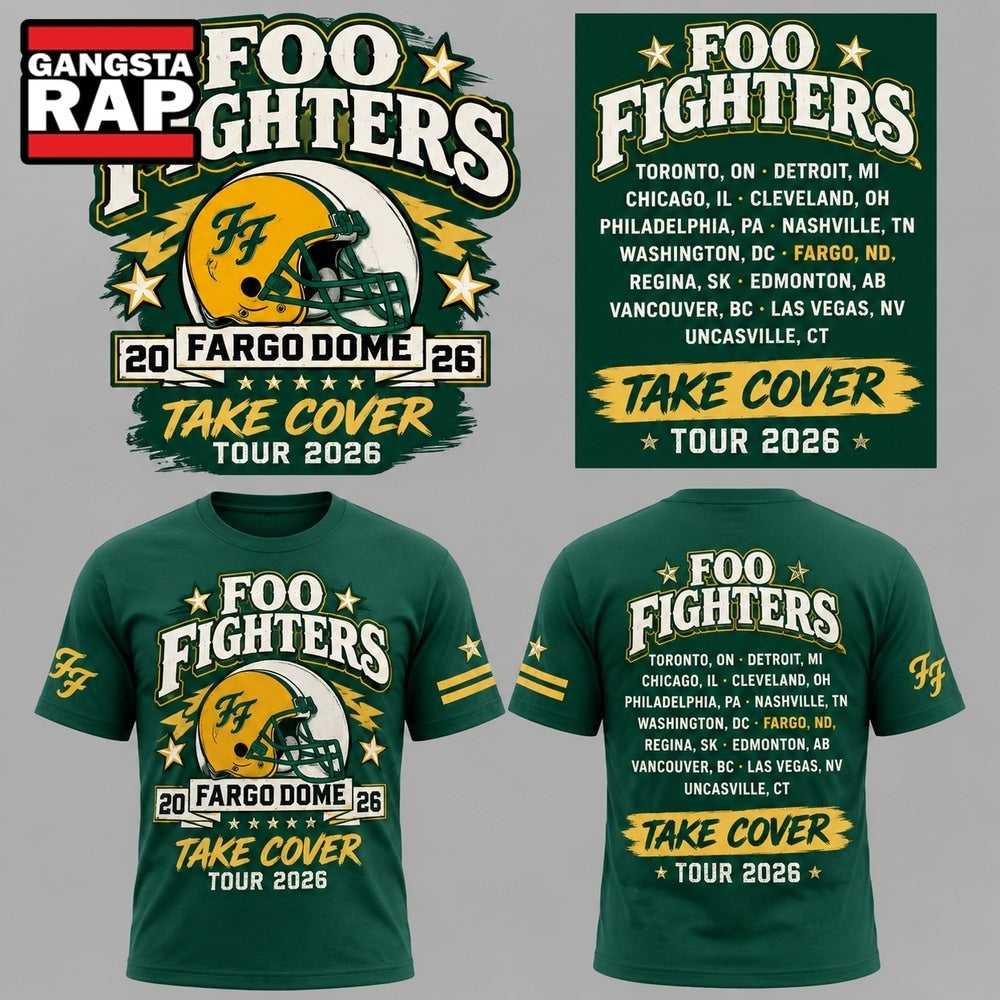 Foo Fighters x North Dakota State Bison Football Take Cover Tour T Shirt