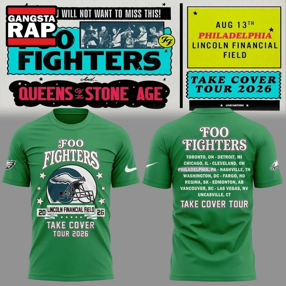 Foo Fighters x Philadelphia Eagles Take Cover Tour 2026 Hoodie T-Shirt