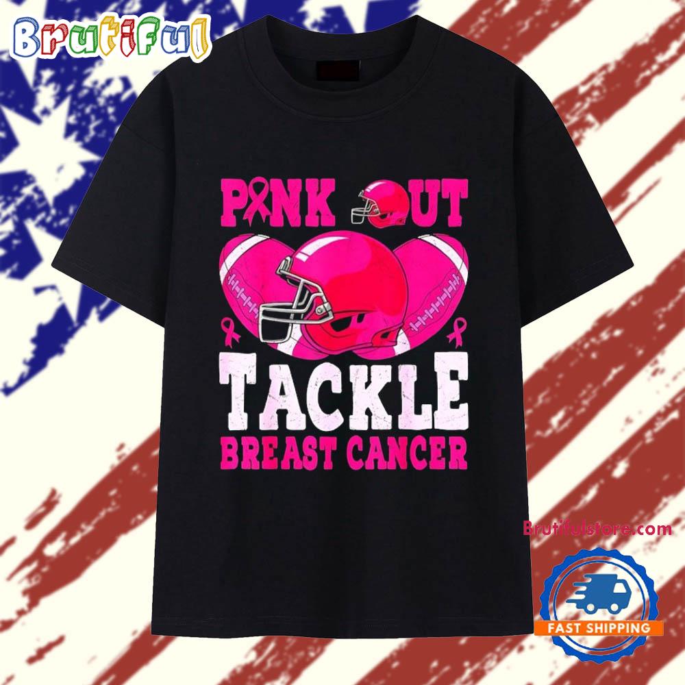 Football Pink Out Tackle Breast Cancer T Shirt