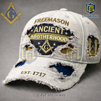 Freemason Ancient Brotherhood Gray Distressed Baseball Cap
