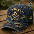 Freemason EST 1717 Distressed Denim Baseball Cap