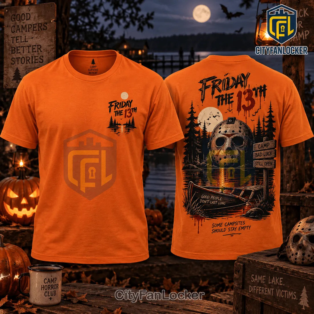 Friday the 13th Camp Crystal Lake Orange T-Shirt