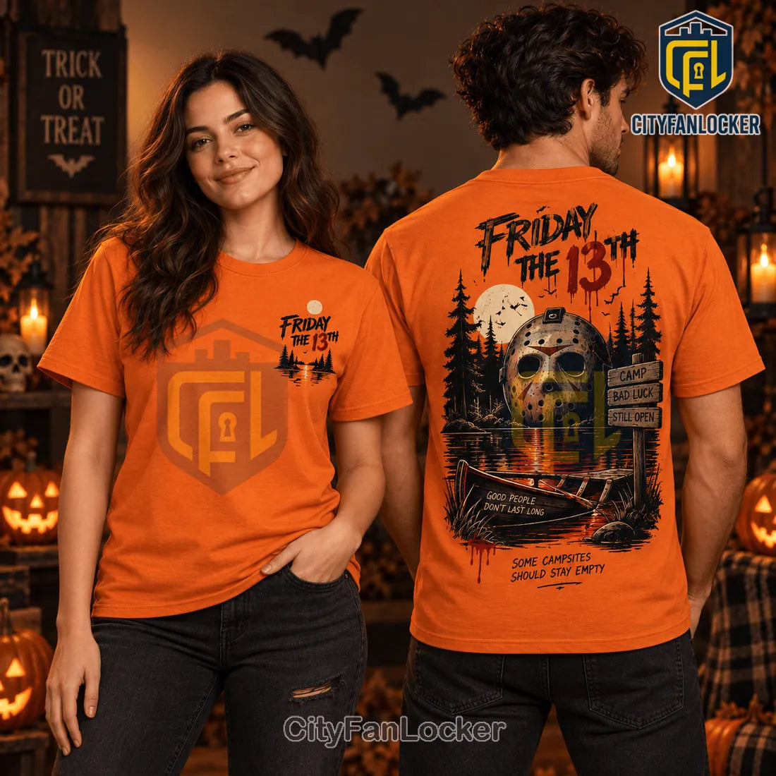 Friday the 13th Camp Crystal Lake Orange T-Shirt