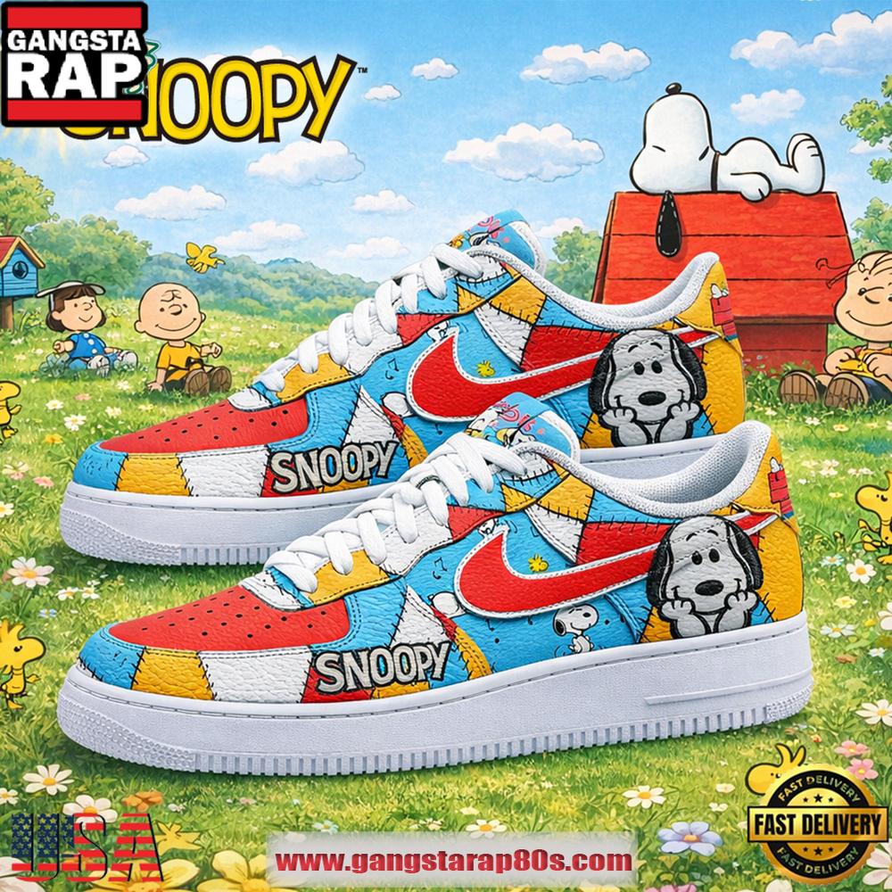 Funny Snoopy Peanuts Patchwork Custom Air Force 1 Sneakers Shoes