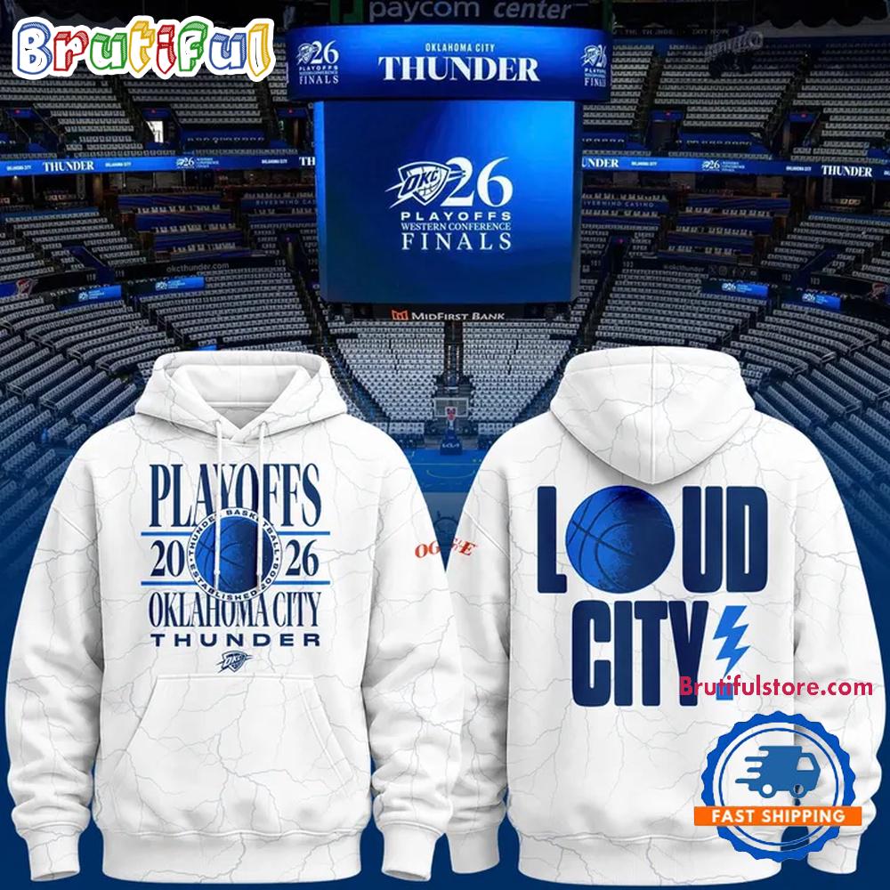 Game 5 Oklahoma City Thunder Loud City 2026 White Hoodie