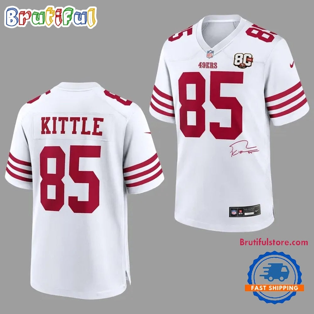 George Kittle San Francisco 49ers 80th Anniversary Signatures Print Football Jersey