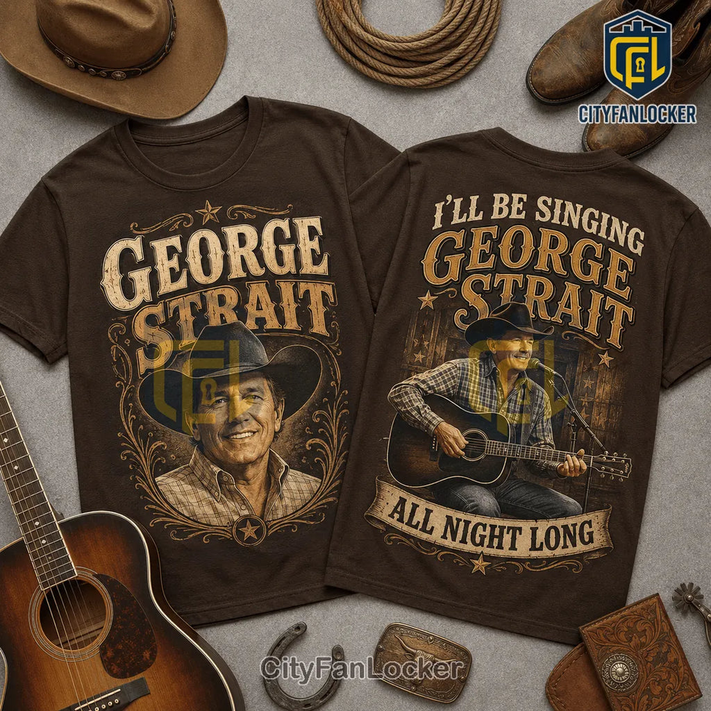 George Strait All Night Long 2026 Brown T-Shirt