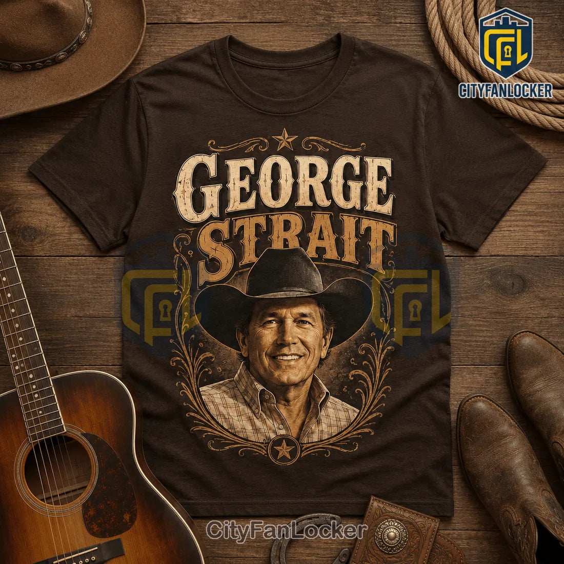 George Strait All Night Long 2026 Brown T-Shirt