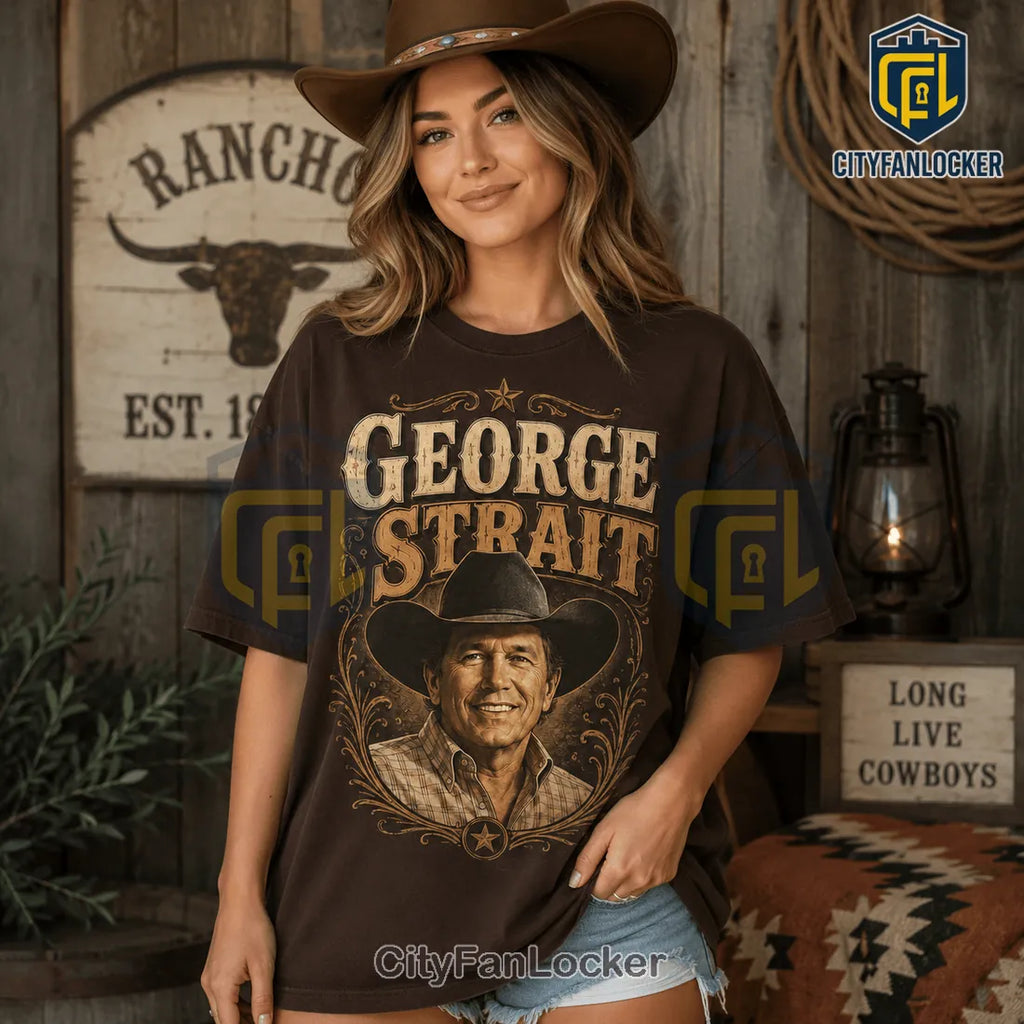 George Strait All Night Long 2026 Brown T-Shirt