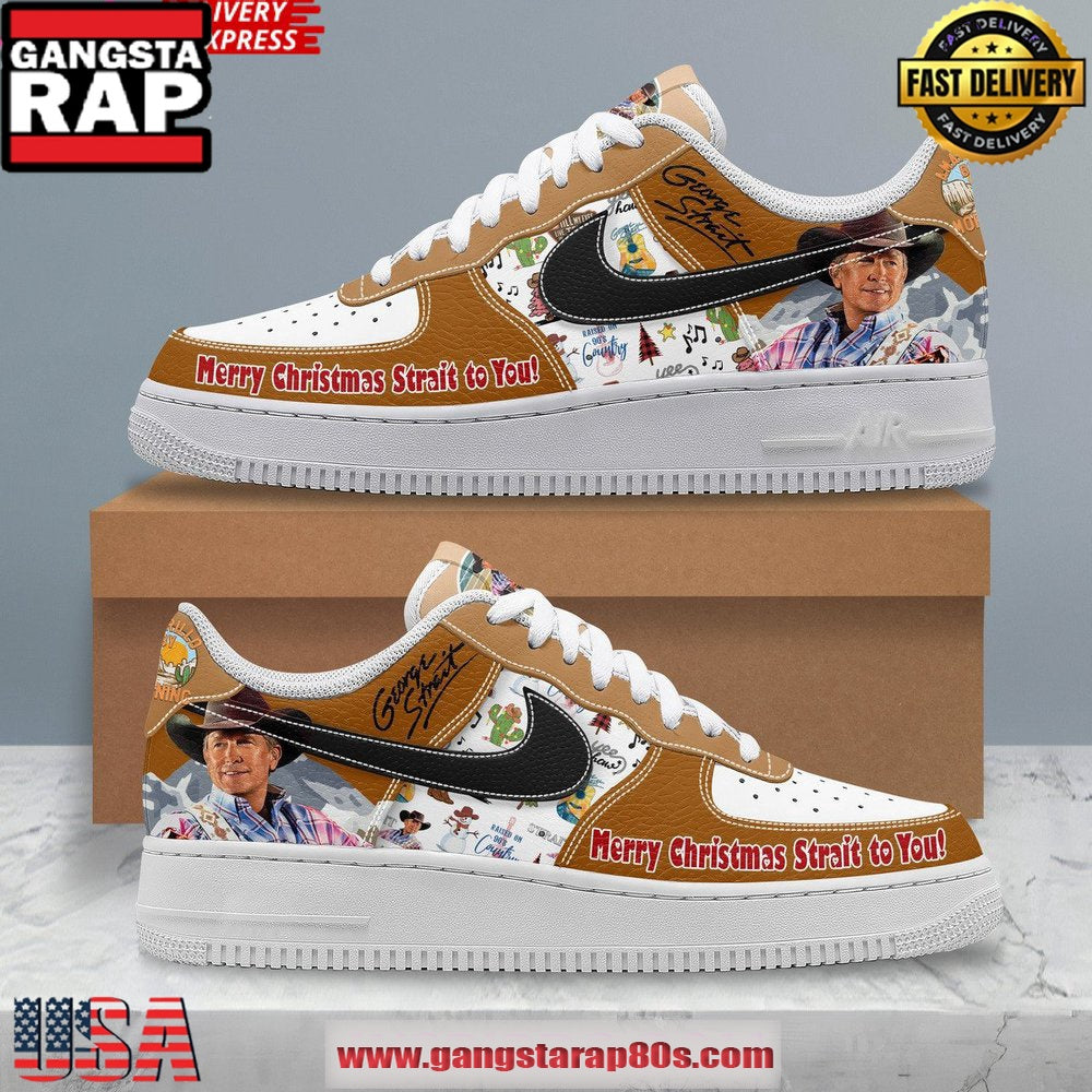 George Strait Merry Christmas Limited Edition Air Force 1 Running Sneakers