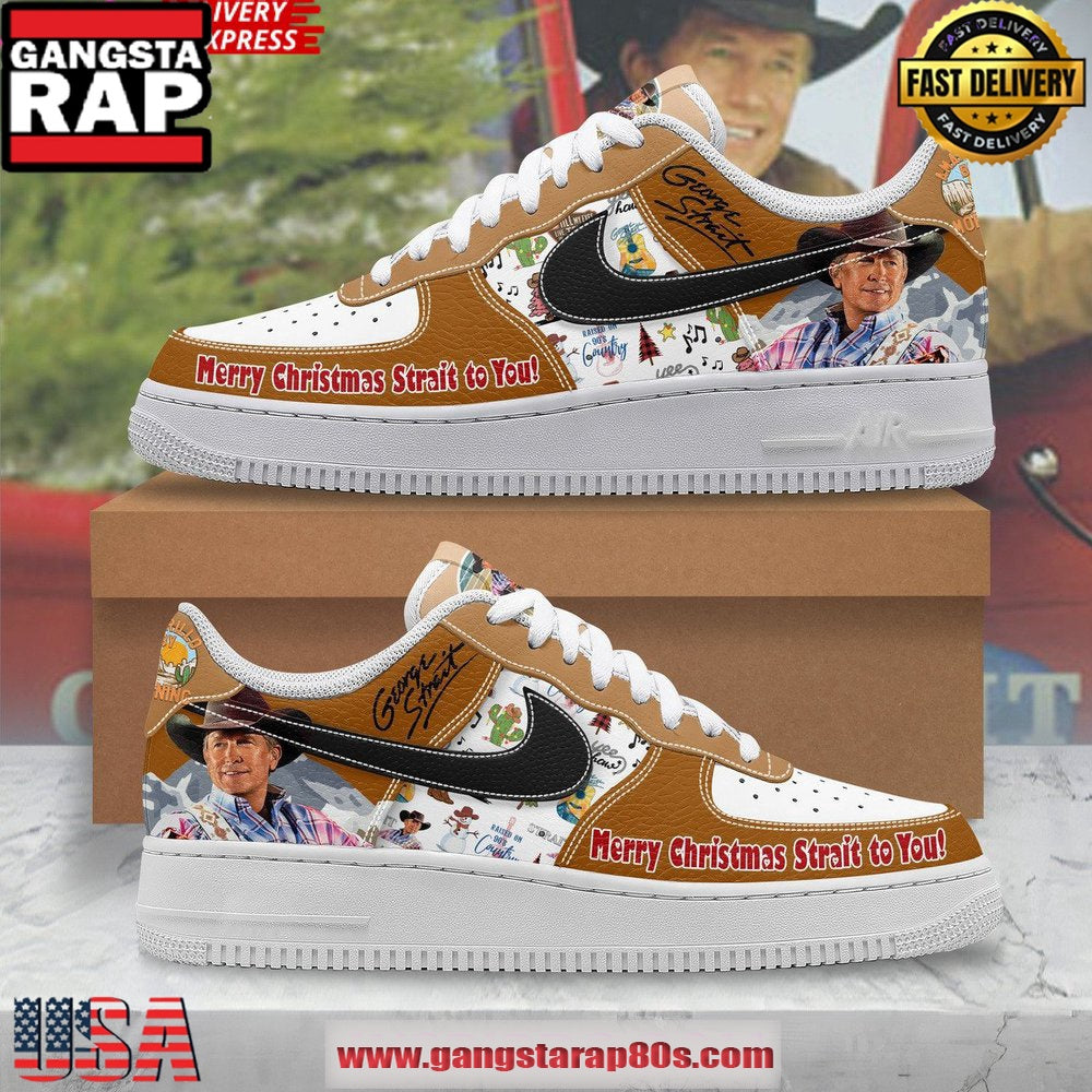 George Strait Merry Christmas Limited Edition Air Force 1 Running Sneakers