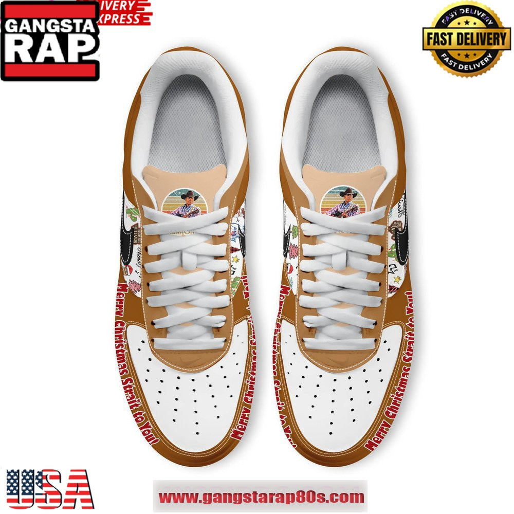 George Strait Merry Christmas Limited Edition Air Force 1 Running Sneakers