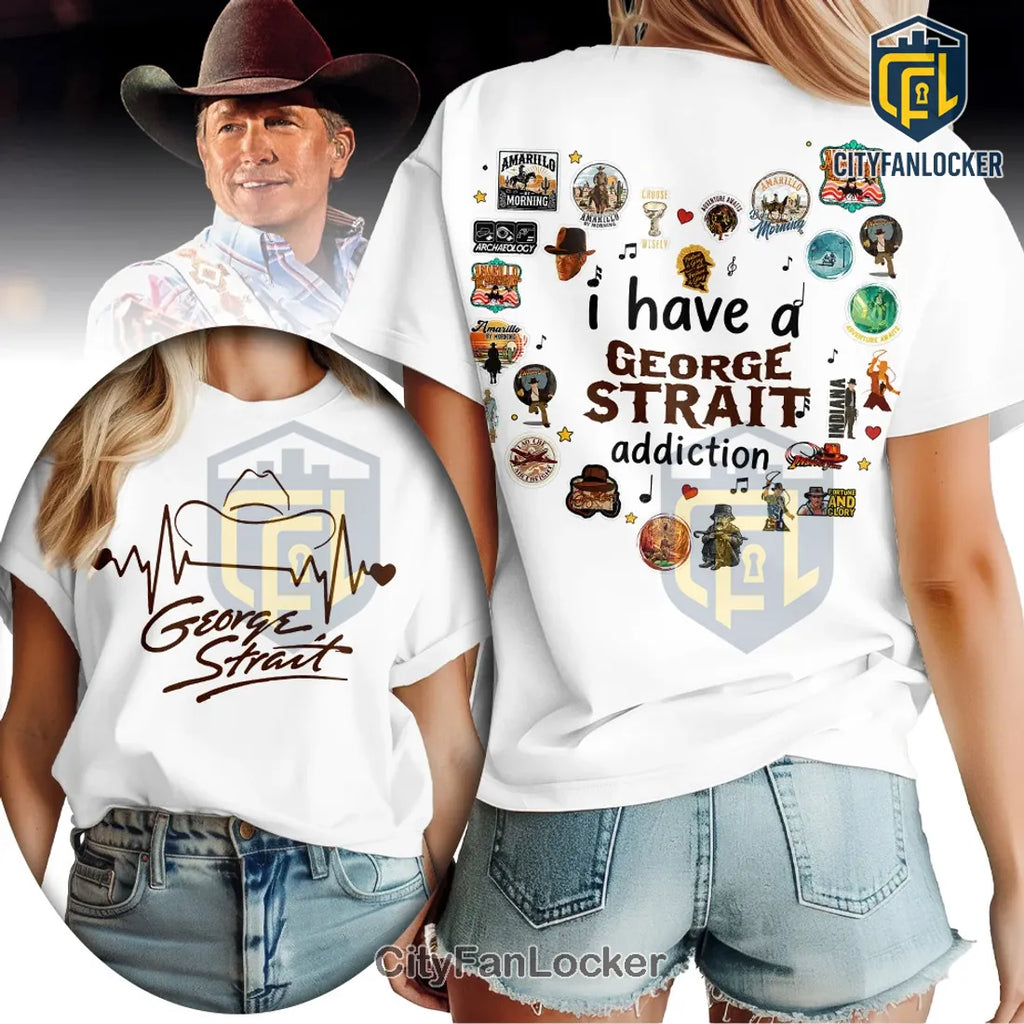George Strait x Indiana Jones Mashup White Graphic T-Shirt