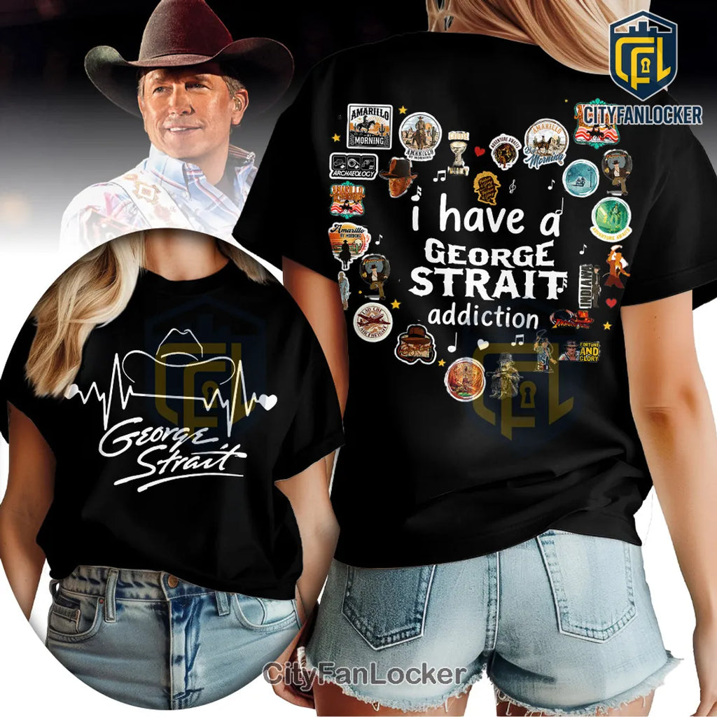 George Strait x Indiana Jones Mashup White Graphic T-Shirt