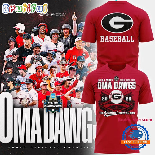 Georgia Bulldogs 2026 Baseball College World Series OmaDawgs 3D Shirt