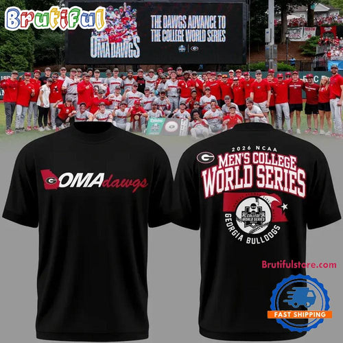 Georgia Bulldogs 2026 Baseball College World Series OmaDawgs Black 3D Shirt