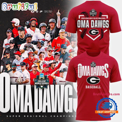 Georgia Bulldogs 2026 NCAA Baseball College World Series OmaDawgs Logo Design T Shirt