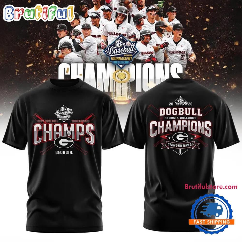 Georgia Bulldogs 2026 SEC Baseball Tournament Champions Black T Shirt