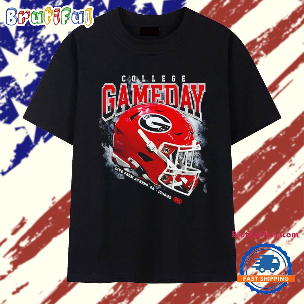 Georgia Bulldogs College Gameday Live From Athens 2025 Helmet T Shirt