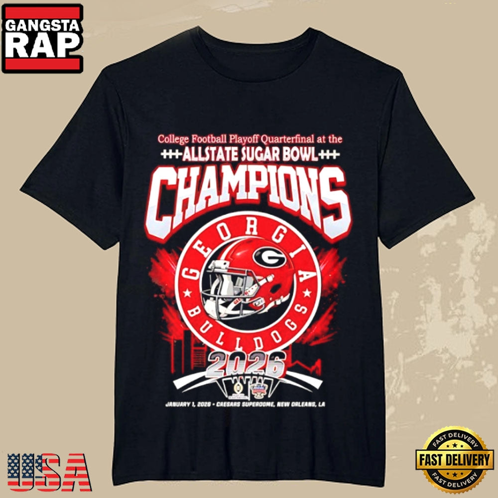 Georgia Bulldogs Football 2026 College Football Playoff Quarterfinal Allstate Sugar Bowl Champions T-Shirt