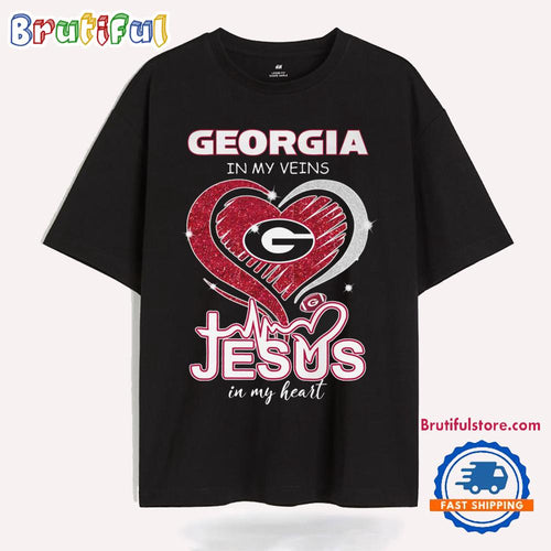 Georgia Bulldogs Football In My Veins Jesus In My Heart T Shirt