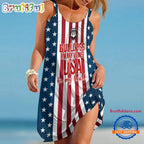 Georgia Bulldogs In My Veins USA In My Heart Independence Day Women’s Summer Beach Sling Dress