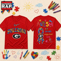 Georgia Bulldogs NCAA Autism Awareness Puzzle Ribbon Hoodie T-Shirt