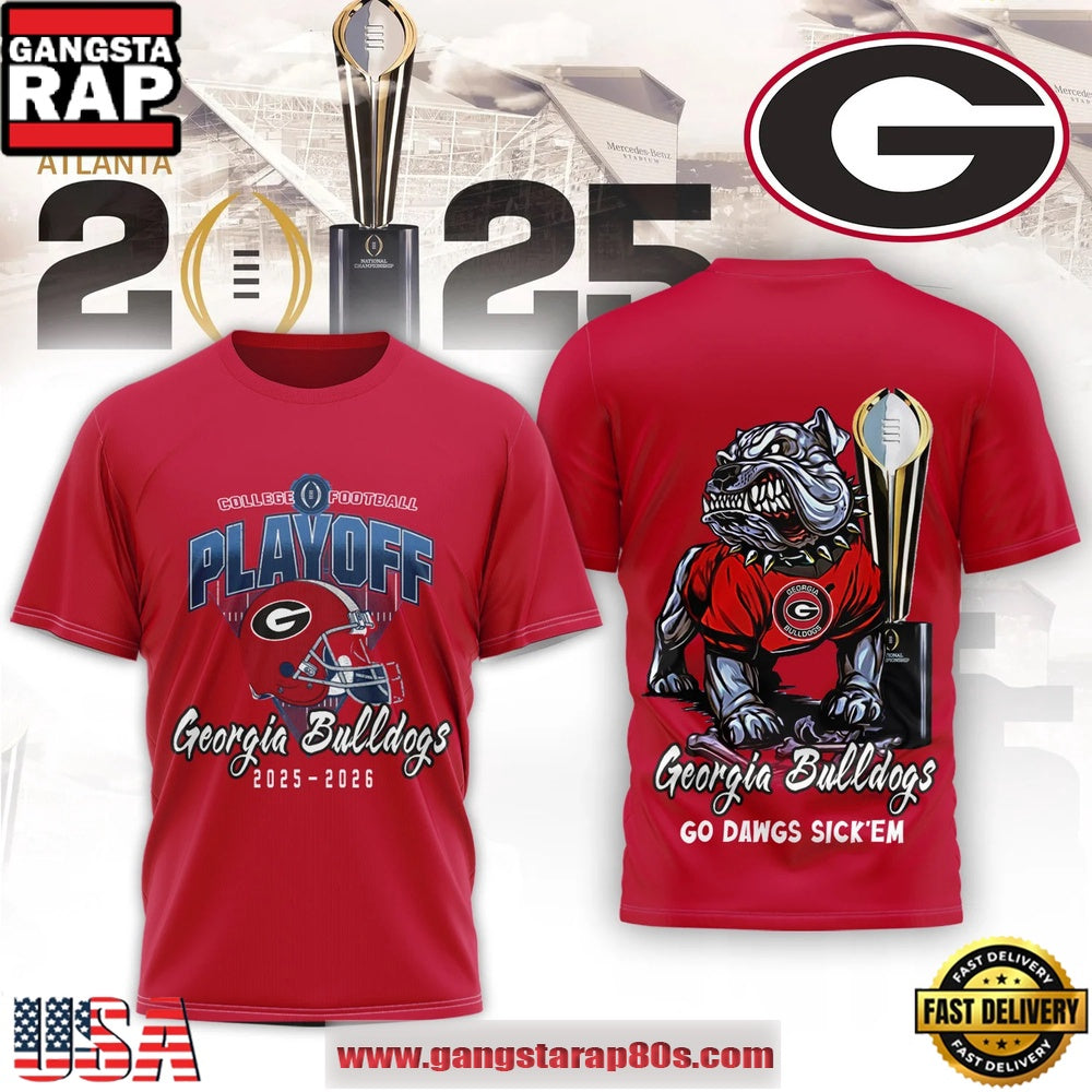 Georgia Bulldogs NCAA College Football Playoff 2025-26 Red T Shirt