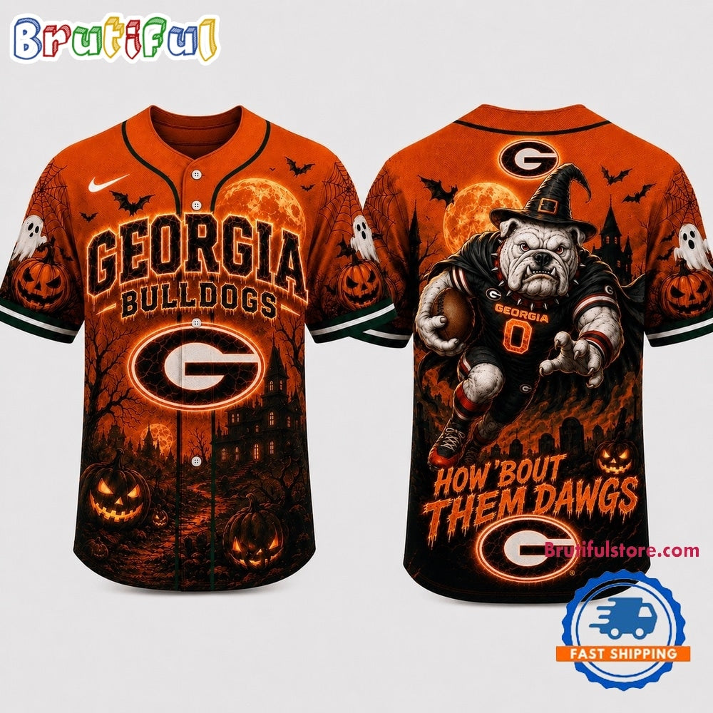 Georgia Bulldogs NCAA Haunted Night Halloween Baseball Jersey Shirt