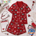 Georgia Bulldogs NCAA Heartbeats & Home Teams Short Sleeve Pajamas Set