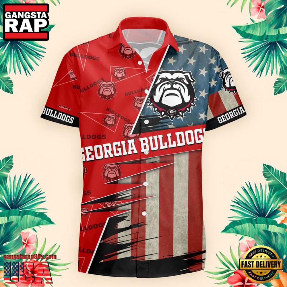 NFL Georgia Bulldogs US Flag Pattern Hawaiian Shirt