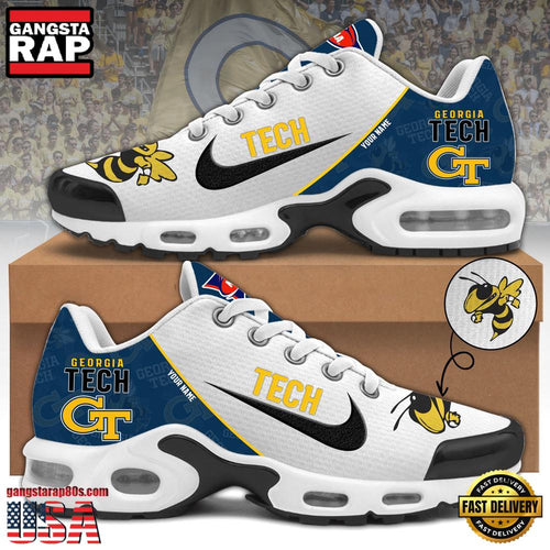 NCAA Custom Name Georgia Tech Football Mascot Symbol Air Max Plus Shoes Running Sneakers