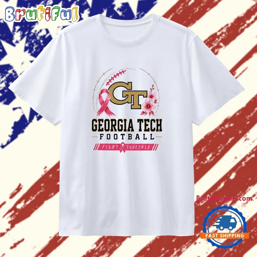 Georgia Tech Yellow Jackets Football Fight Together Breast Cancer Awareness T Shirt