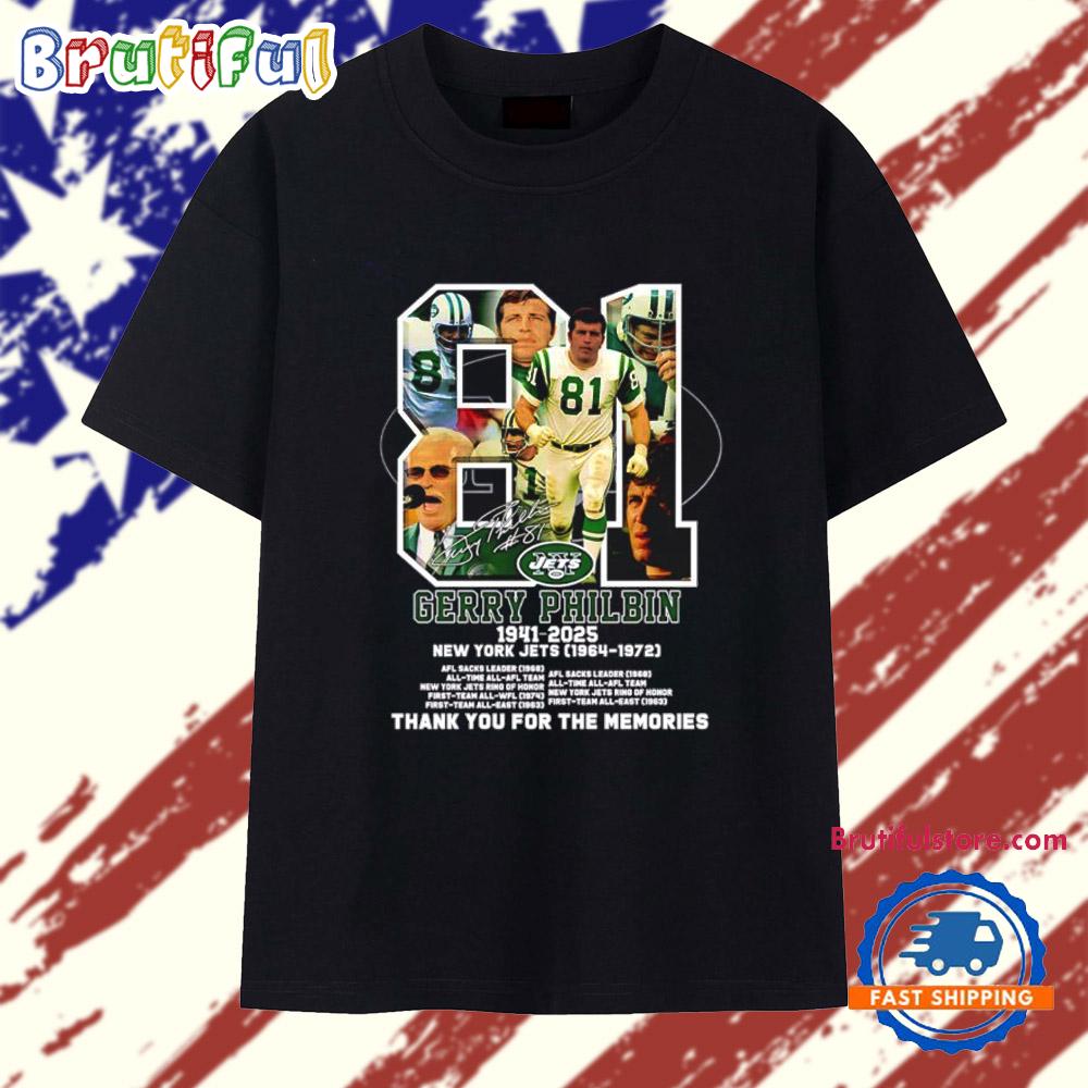 Gerry Philbin 1941 2025 New York Jets Thank You For The Memories T Shirt