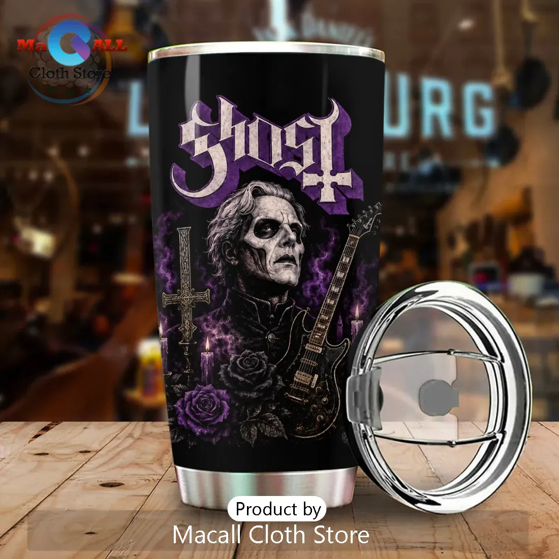 Ghost Band Ritual Quote Purple Stainless Steel Tumbler