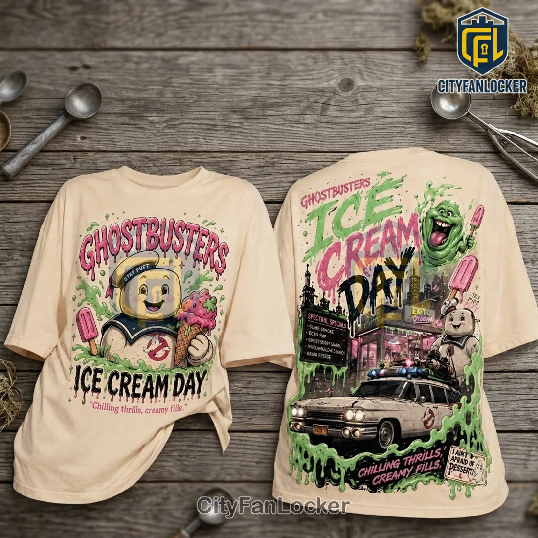 Ghostbusters Stay Puft Ice Cream Day Vintage T-Shirt