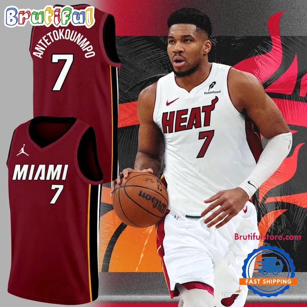 Giannis Antetokounmpo Miami Heat Red Basketball Jersey