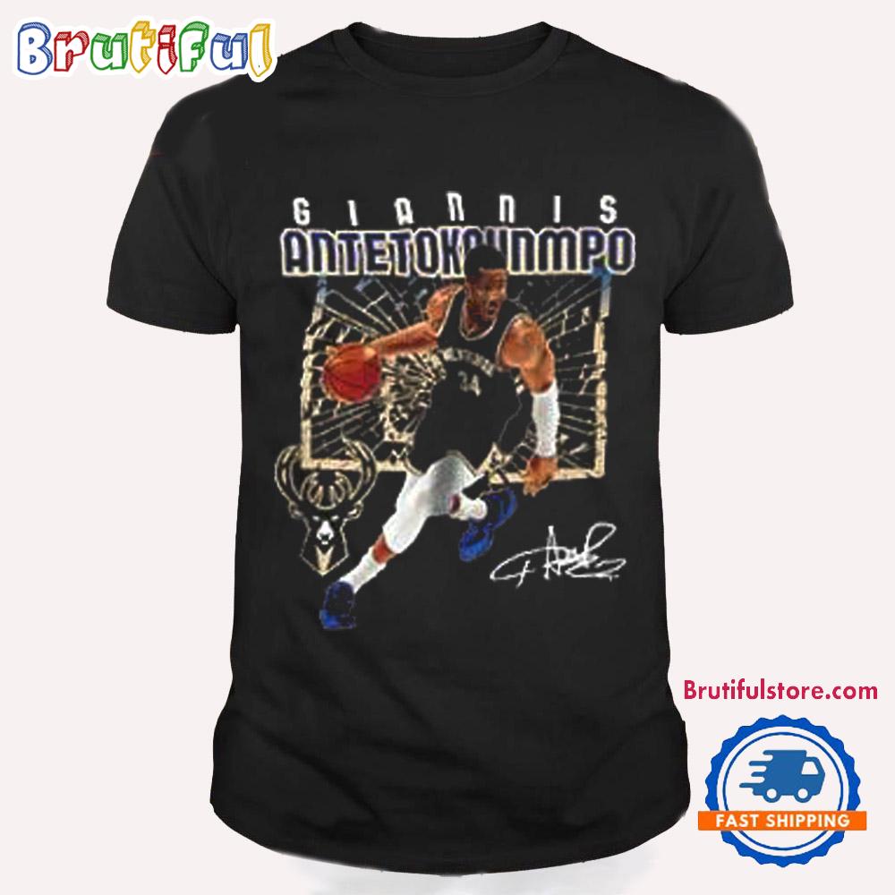Giannis Antetokounmpo Shattered Post Moves Milwaukee Bucks T Shirt