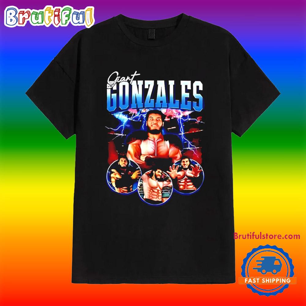 Giant Gonzalez Wwe Player Collage Lightning T Shirt