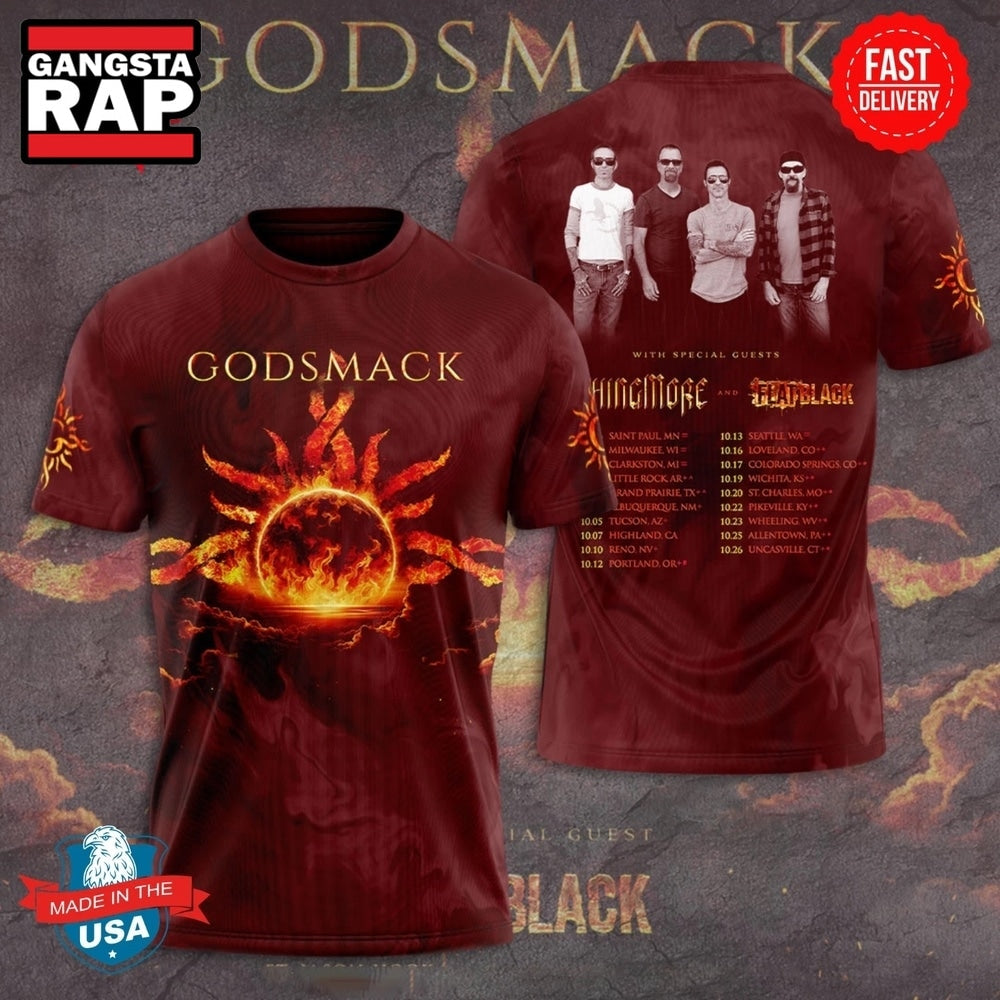 Godsmack Rock Band Graphic Tour T Shirt , Music Trending 3D Shirt