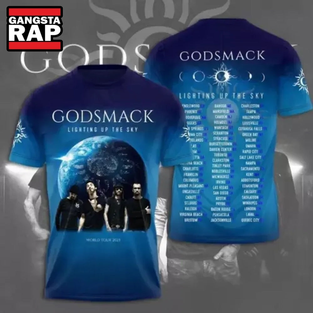 Godsmack Rock Band Lighting Up The Sky T Shirt , Music Trending 3D Shirt