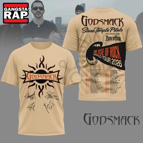 Godsmack The Rise of Rock 2026 With Dates Concert T Shirt , Music Trending 3D Shirt