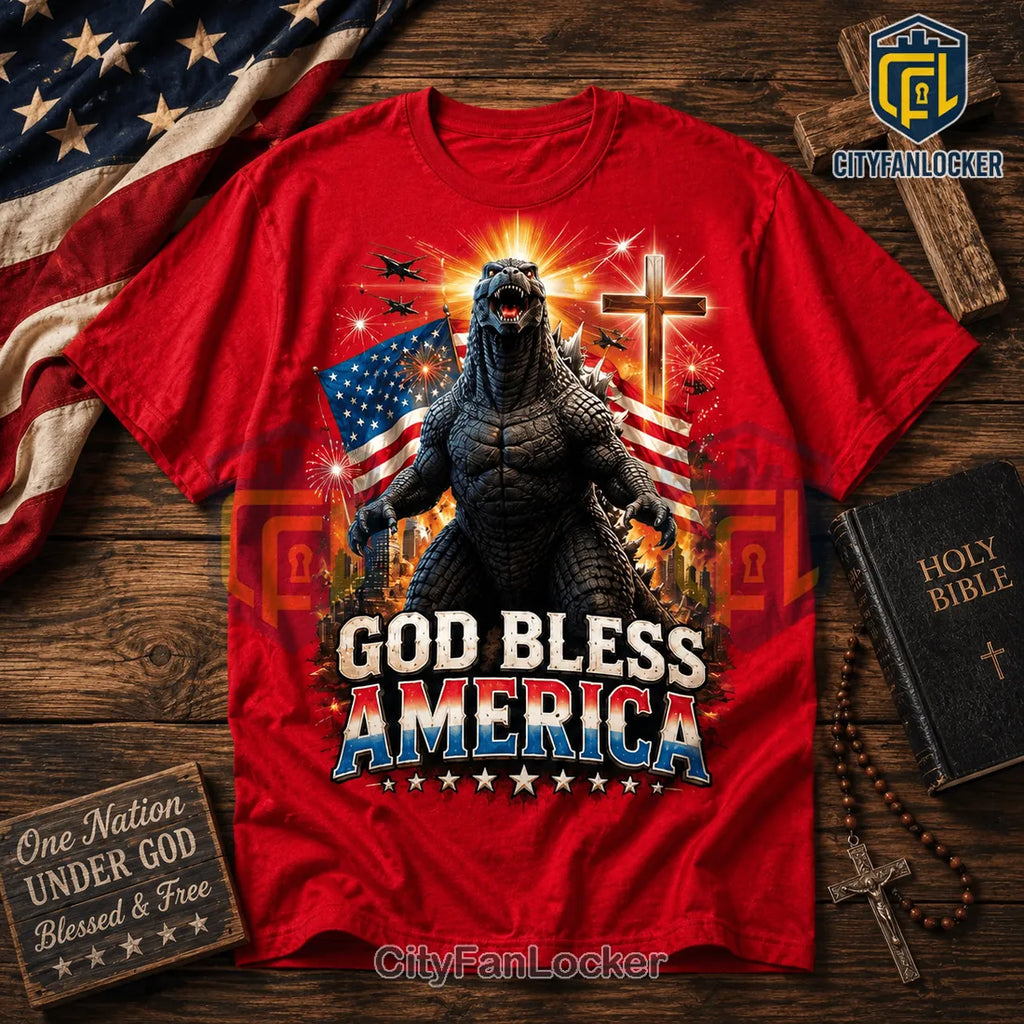 Godzilla 250 Years of Blessings Red T-Shirt