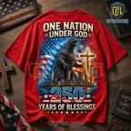 Godzilla 250 Years of Blessings Red T-Shirt