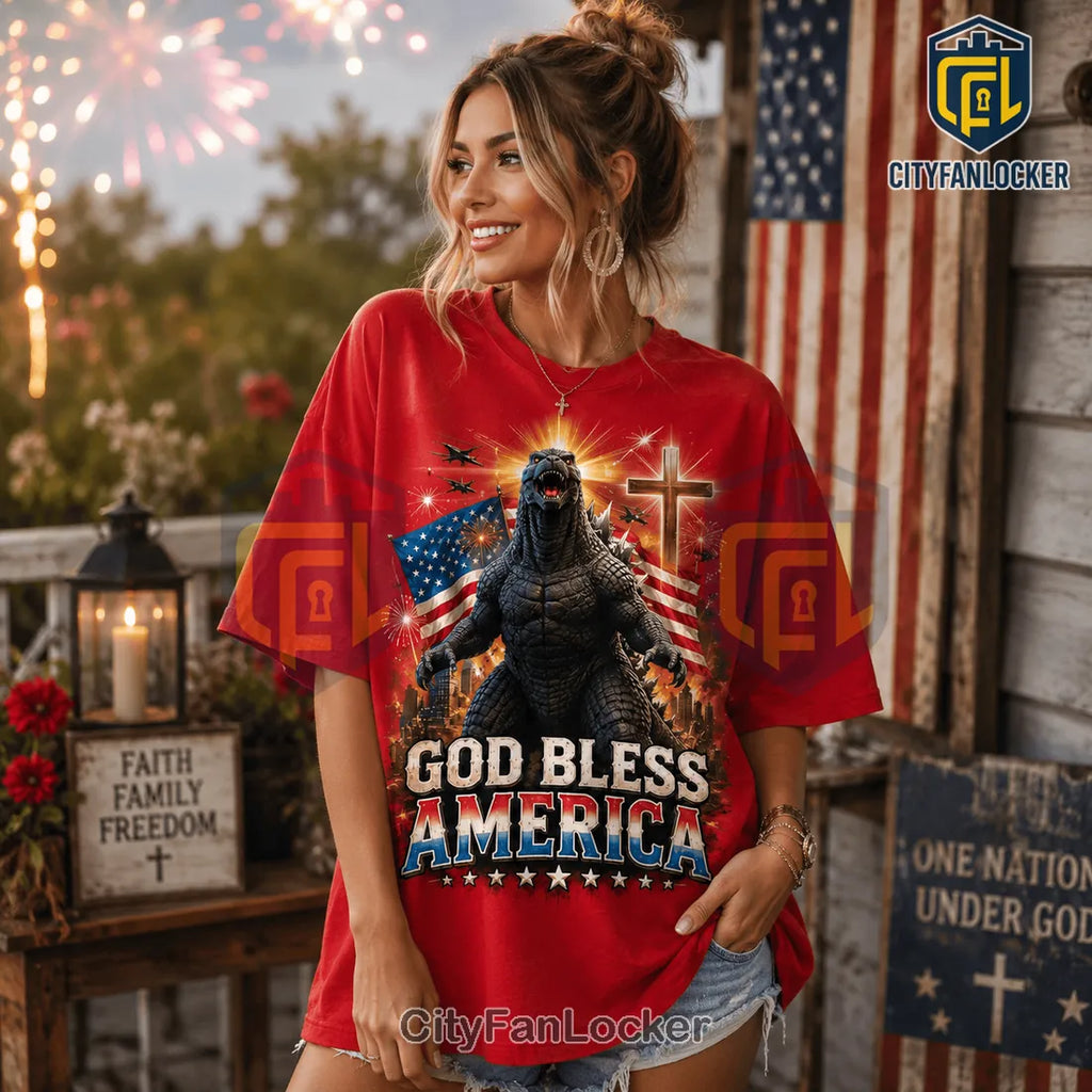 Godzilla 250 Years of Blessings Red T-Shirt