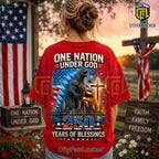 Godzilla 250 Years of Blessings Red T-Shirt