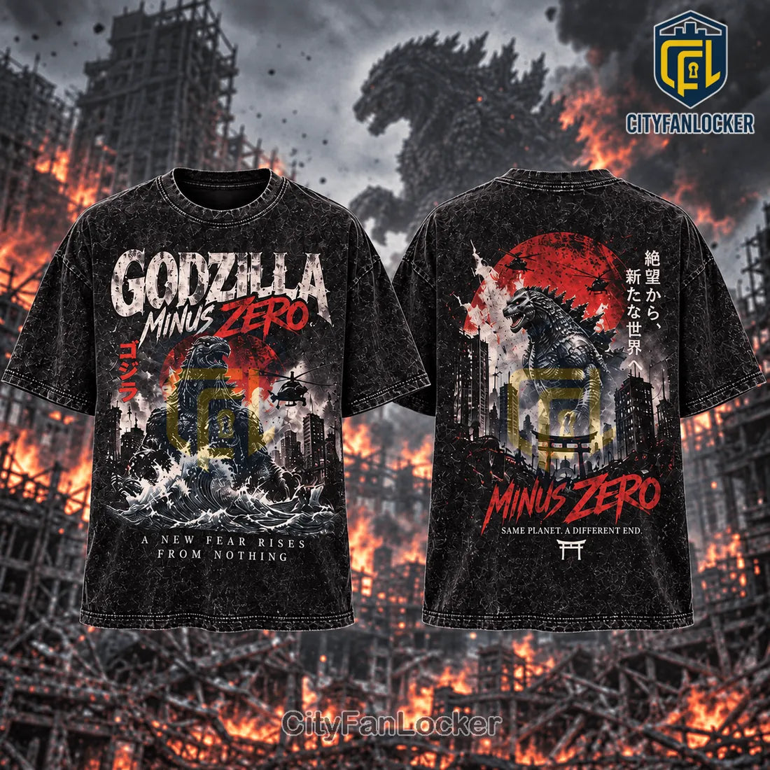 Godzilla Minus Zero Vintage Washed Shirt