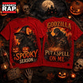 Godzilla Witch Hat Halloween Jack O Lantern Spooky Season 3D Shirt , Music Trending 3D Shirt